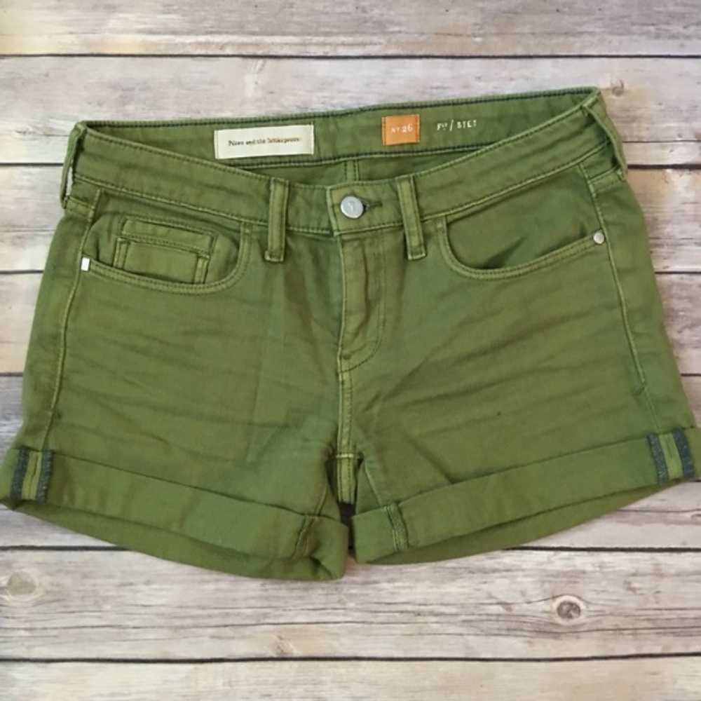 Pilcro Stet rolled Denim Shorts,  green, size 26